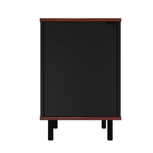 Manhattan Comfort Mosholu Mid-Century Modern Nightstand Black and Nut Brown 302AMC226