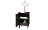 Manhattan Comfort Mosholu Mid-Century Modern Nightstand Black and Nut Brown 302AMC226