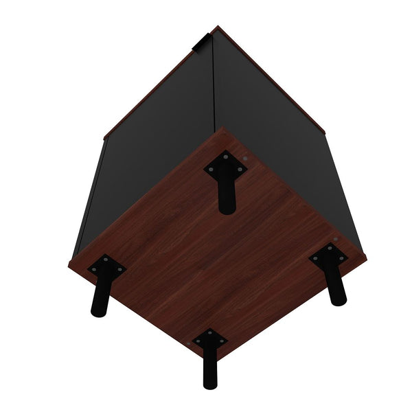 Manhattan Comfort Mosholu Mid-Century Modern Nightstand Black and Nut Brown 302AMC226