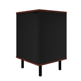 Manhattan Comfort Mosholu Mid-Century Modern Nightstand Black and Nut Brown 302AMC226