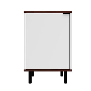 Manhattan Comfort Mosholu Mid-Century Modern Nightstand White and Nut Brown 302AMC227