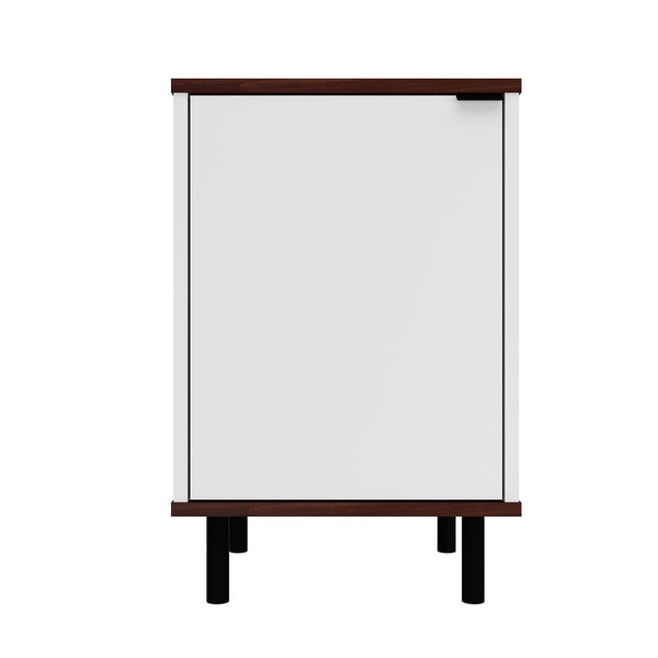 Manhattan Comfort Mosholu Mid-Century Modern Nightstand White and Nut Brown 302AMC227