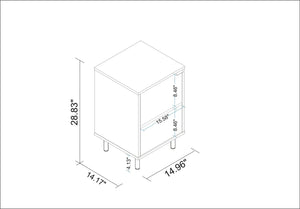 Manhattan Comfort Mosholu Mid-Century Modern Nightstand White and Nut Brown 302AMC227