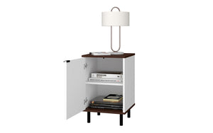 Manhattan Comfort Mosholu Mid-Century Modern Nightstand White and Nut Brown 302AMC227