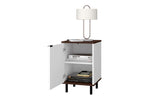 Manhattan Comfort Mosholu Mid-Century Modern Nightstand White and Nut Brown 302AMC227