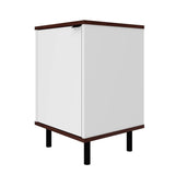 Manhattan Comfort Mosholu Mid-Century Modern Nightstand White and Nut Brown 302AMC227