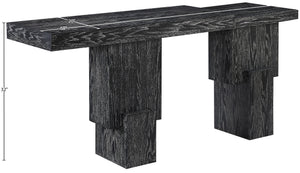 Meridian Furniture Anzio Oak Veneer Solid Wood Console Table with Grooved Detail for Entryway or Living Room Black 302Black-T