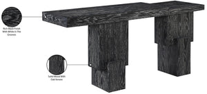 Meridian Furniture Anzio Oak Veneer Solid Wood Console Table with Grooved Detail for Entryway or Living Room Black 302Black-T