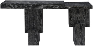 Meridian Furniture Anzio Oak Veneer Solid Wood Console Table with Grooved Detail for Entryway or Living Room Black 302Black-T
