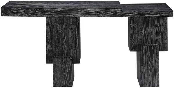 Meridian Furniture Anzio Oak Veneer Solid Wood Console Table with Grooved Detail for Entryway or Living Room Black 302Black-T
