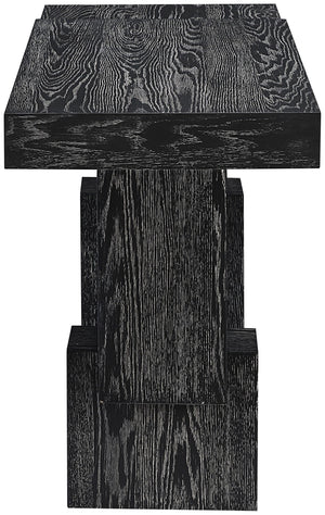 Meridian Furniture Anzio Oak Veneer Solid Wood Console Table with Grooved Detail for Entryway or Living Room Black 302Black-T