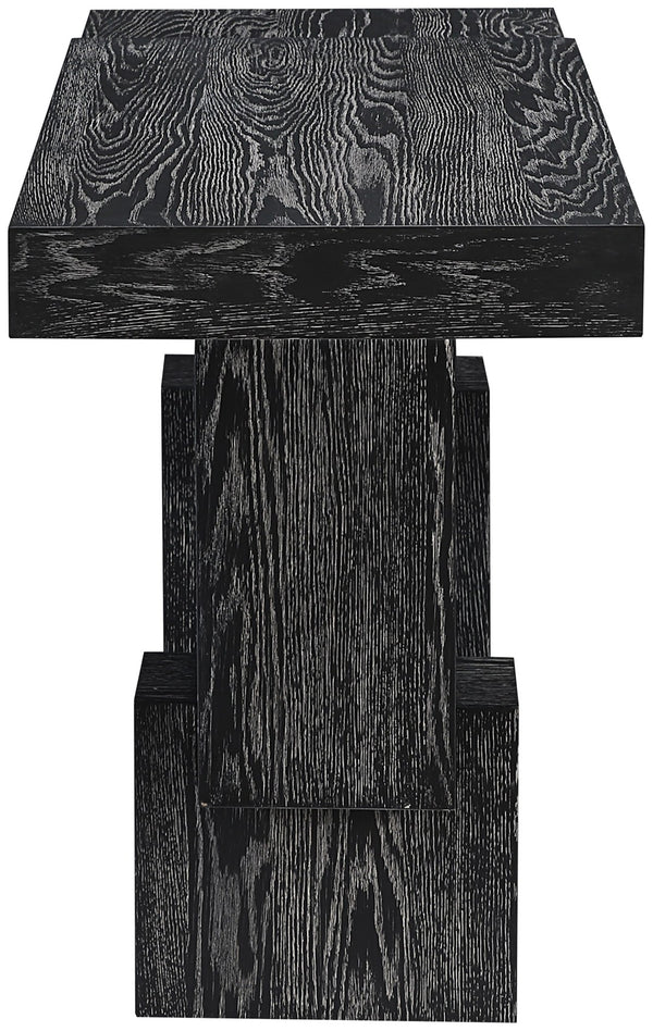 Meridian Furniture Anzio Oak Veneer Solid Wood Console Table with Grooved Detail for Entryway or Living Room Black 302Black-T