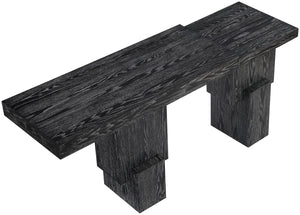 Meridian Furniture Anzio Oak Veneer Solid Wood Console Table with Grooved Detail for Entryway or Living Room Black 302Black-T