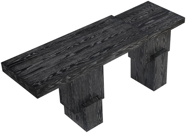 Meridian Furniture Anzio Oak Veneer Solid Wood Console Table with Grooved Detail for Entryway or Living Room Black 302Black-T