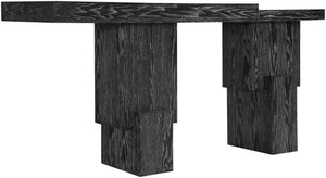 Meridian Furniture Anzio Oak Veneer Solid Wood Console Table with Grooved Detail for Entryway or Living Room Black 302Black-T