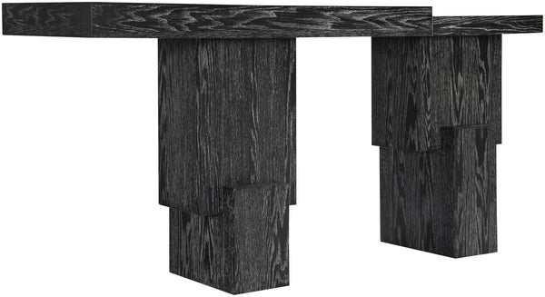 Meridian Furniture Anzio Oak Veneer Solid Wood Console Table with Grooved Detail for Entryway or Living Room Black 302Black-T