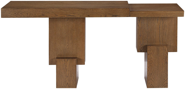 Meridian Furniture Anzio Oak Veneer Solid Wood Console Table with Grooved Detail for Entryway or Living Room Brown 302Brown-T