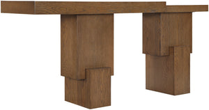 Meridian Furniture Anzio Oak Veneer Solid Wood Console Table with Grooved Detail for Entryway or Living Room Brown 302Brown-T
