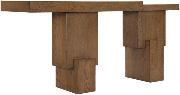 Meridian Furniture Anzio Oak Veneer Solid Wood Console Table with Grooved Detail for Entryway or Living Room Brown 302Brown-T