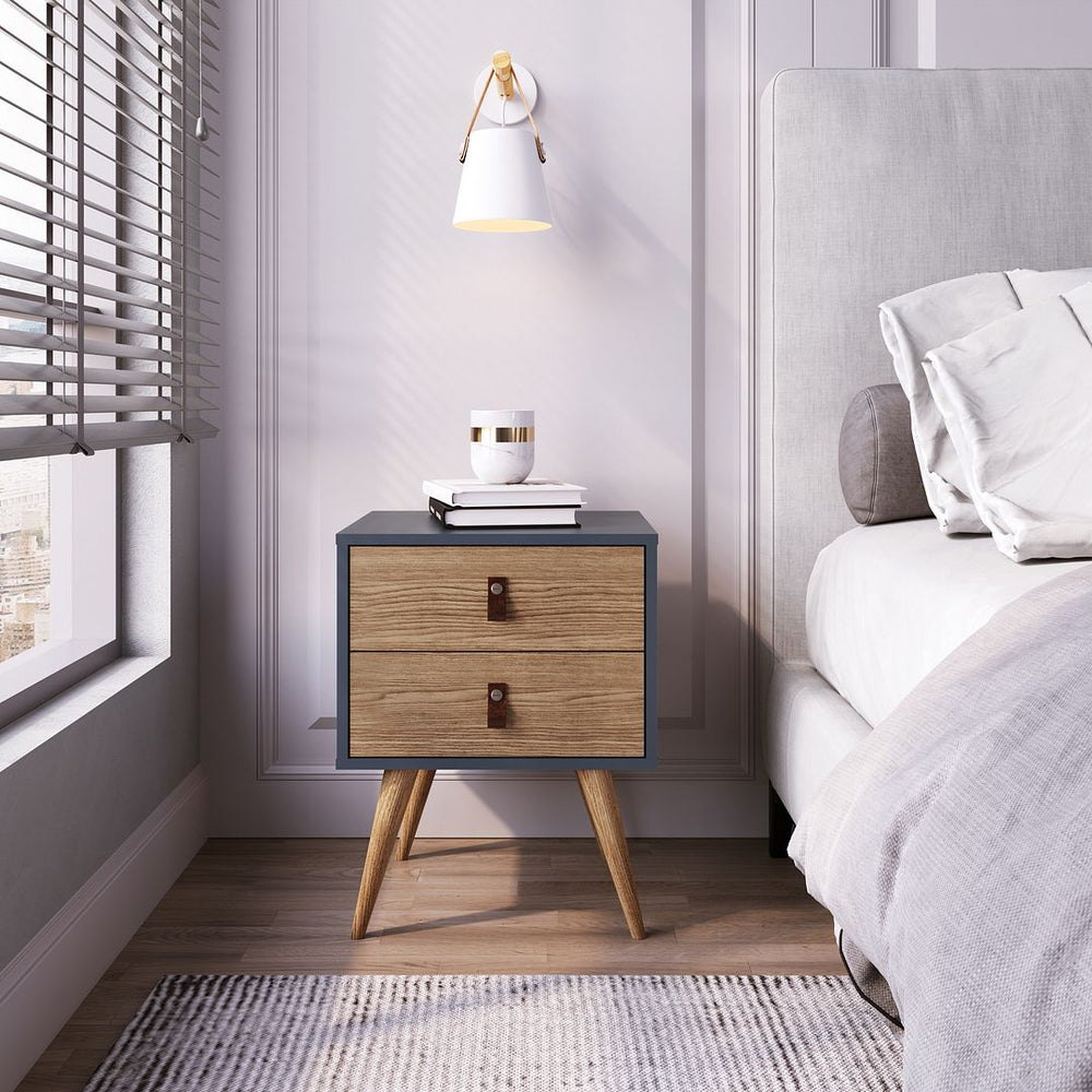 Amber Nightstand in Blue and Nature 302GFX2 Manhattan Comfort