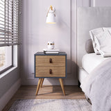 Amber Nightstand in Blue and Nature 302GFX2 Manhattan Comfort