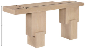 Meridian Furniture Anzio Oak Veneer Solid Wood Console Table with Grooved Detail for Entryway or Living Room Natural 302Natural-T
