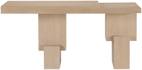 Meridian Furniture Anzio Oak Veneer Solid Wood Console Table with Grooved Detail for Entryway or Living Room Natural 302Natural-T