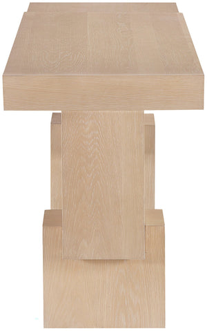Meridian Furniture Anzio Oak Veneer Solid Wood Console Table with Grooved Detail for Entryway or Living Room Natural 302Natural-T