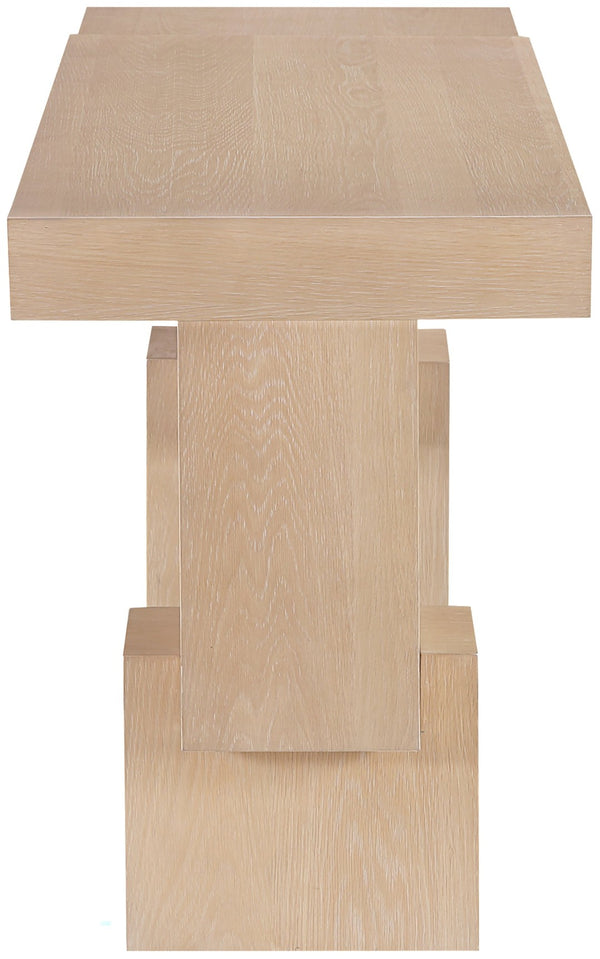 Meridian Furniture Anzio Oak Veneer Solid Wood Console Table with Grooved Detail for Entryway or Living Room Natural 302Natural-T
