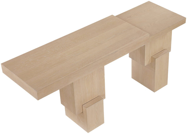 Meridian Furniture Anzio Oak Veneer Solid Wood Console Table with Grooved Detail for Entryway or Living Room Natural 302Natural-T