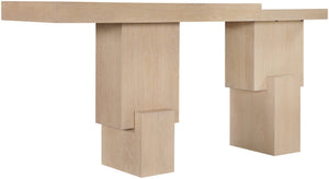 Meridian Furniture Anzio Oak Veneer Solid Wood Console Table with Grooved Detail for Entryway or Living Room Natural 302Natural-T