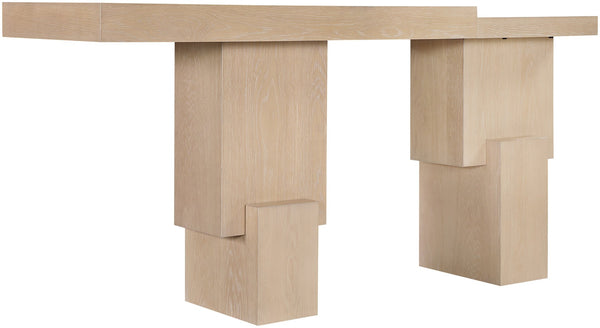 Meridian Furniture Anzio Oak Veneer Solid Wood Console Table with Grooved Detail for Entryway or Living Room Natural 302Natural-T