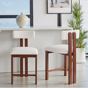 English Elm Christopher Knight Home® - 26.5'' Stylish Round Stools with Low Back - Comfortable Upholstered Seats, Walnut Base, Metal Frame White+Walnut N780P236628W
