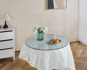 English Elm Tempered Glass Round Table Top 80cm Clear Surface for Coffee or Dining Bases W234P192017