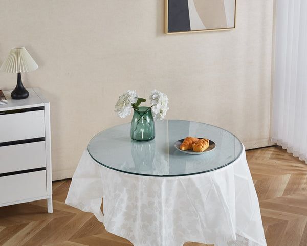 English Elm Tempered Glass Round Table Top 80cm Clear Surface for Coffee or Dining Bases W234P192017