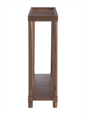English Elm Narrow End Tables Set of 2 with Open Lower Shelf Slim Wood Living Room Accent Chestnut B2751P436463