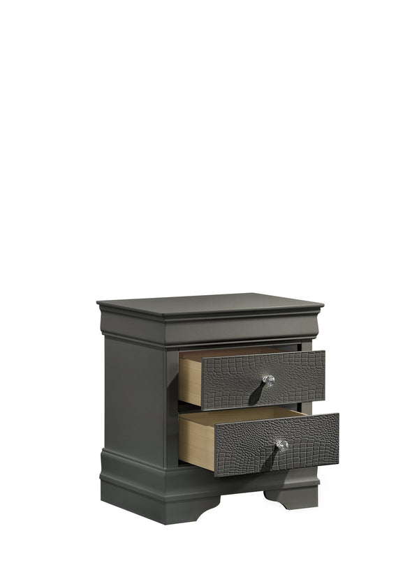 English Elm Blaze Modern 5-Piece Full Bedroom Set With Led Headboard & Ample Storage In Metallic Gray Finish B009S01492