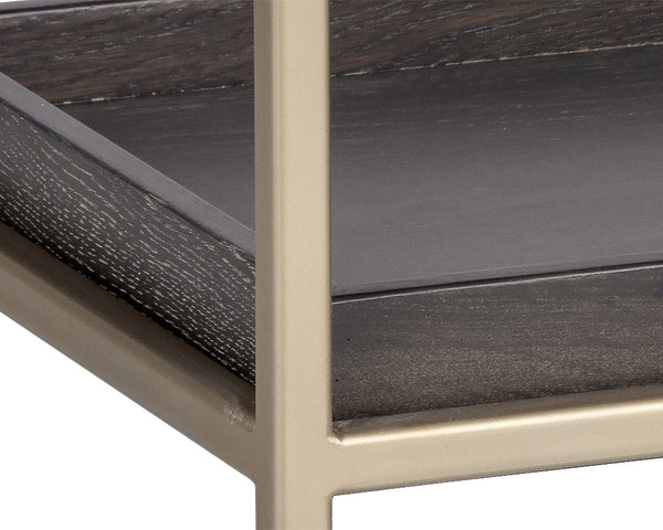 Sunpan Rebel Nightstand - Modern Oak Wood Design with Soft Closing Drawer and Elegant Gold Hardware Accents Small - 23.5W x 17.75D x 23.5H