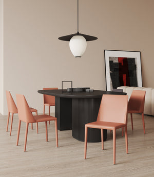 English Elm Paris Vegan Leather Dining Chair with Metal Frame, Fully Upholstered, Cushioned Seat, No Assembly Required Bourbon Brown B365P398546