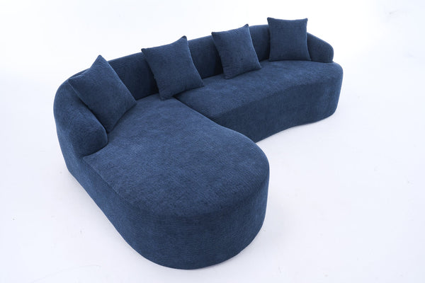 English Elm Compression Compression Sponge Sofa Curved Modular Sectional with 30D High-Density Chenille Sleeper for Cozy Apartment Living Room Comfort and Safe Rounded Design Navy Blue W2231S00030