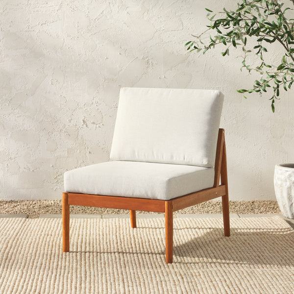 English Elm Walker Edison - Modern Outdoor Spindle Style Armless Sectional crafted from responsibly sourced eucalyptus with weather-resistant linen cushions and easy assembly instructions for durable, eco-friendly patio comfort Brown 37 L x 28 W x 14.5 H B185P326700