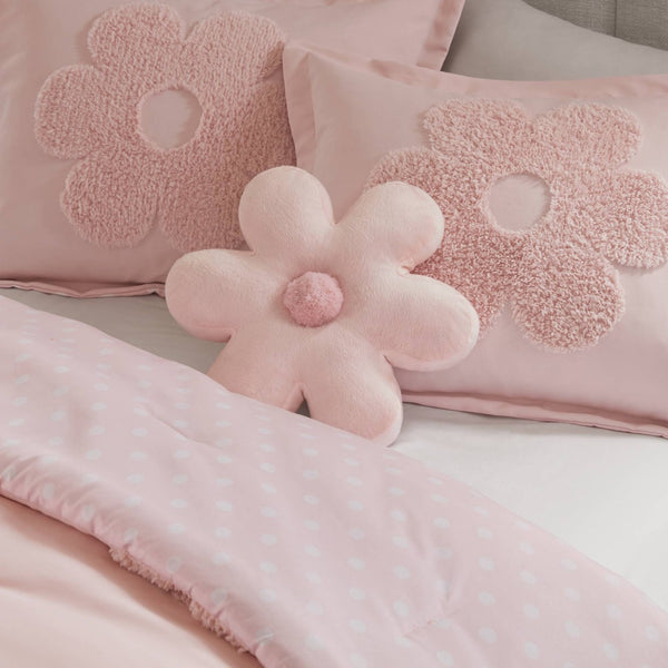 English Elm 4-piece Reversible Tufted Chenille Floral Comforter Set with Decorative Flower Pillow B035P408214