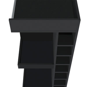 English Elm Glen Glen Lyon Bar Cabinet Corner-Friendly Black Engineered Wood Wine Storage with Shelves & Easy Assembly B092P269909