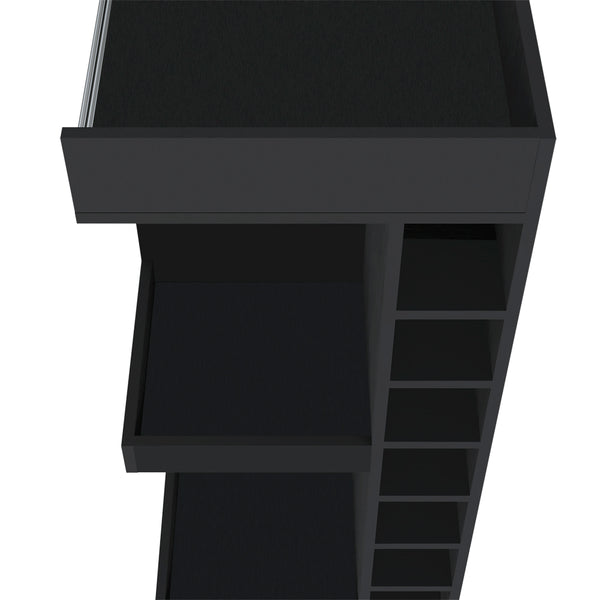 English Elm Glen Glen Lyon Bar Cabinet Corner-Friendly Black Engineered Wood Wine Storage with Shelves & Easy Assembly B092P269909