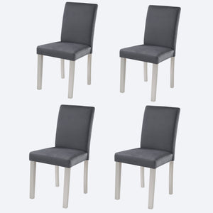English Elm Dining Chairs Set for 4 with Plush Flannelette Upholstery, Ergonomic High Back & Solid Wood Legs, Silver Gray W1998P266887