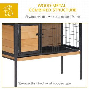 English Elm Pawhut Elevated Rabbit Hutch - Spacious, Weather-Resistant Wooden Cage With Easy-Clean Tray & Roof W2225P200526-GIGA