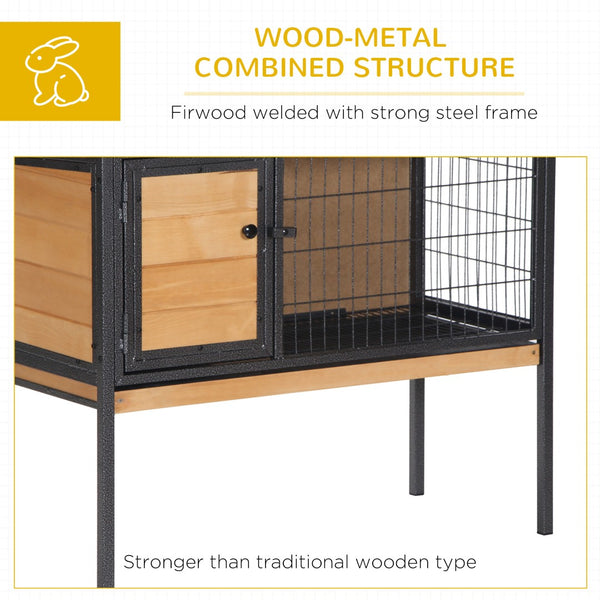 English Elm Pawhut Elevated Rabbit Hutch - Spacious, Weather-Resistant Wooden Cage With Easy-Clean Tray & Roof W2225P200526-GIGA