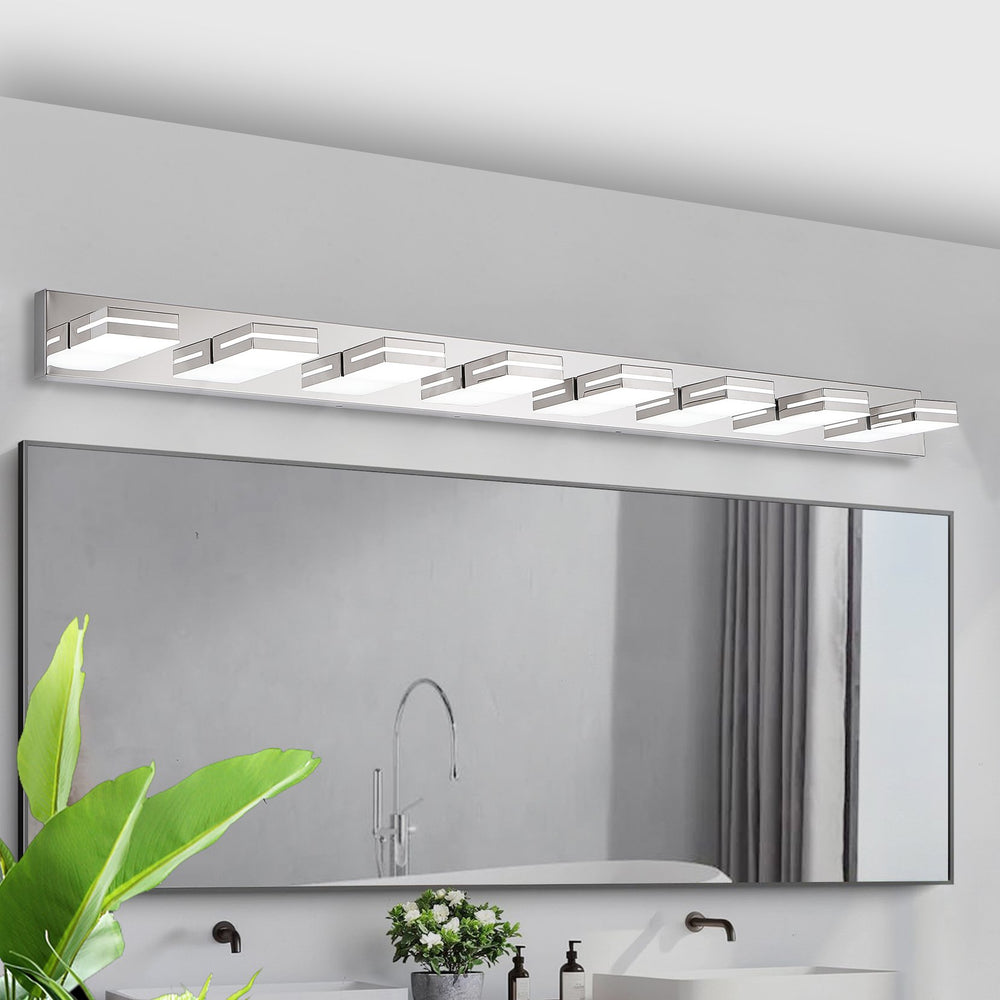 English Elm Modern Chrome Led Vanity Light - 8-Light Wall Sconce For Bright, Flattering Illumination & Style W2312P374924