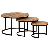 !nspire Darsh 3 Piece Coffee Table Washed Grey/Black Solid Wood/Iron