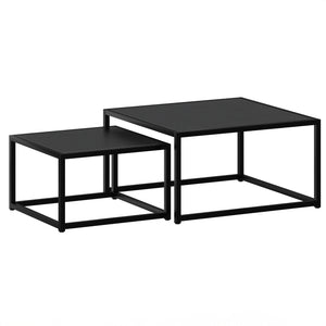 Worldwide Home Furnishings Quinn-2pc Contemporary Black Coffee Table Set - Stylish Nested Design For Modern Living Spaces Black Metal,Engineered Wood 303-524bk